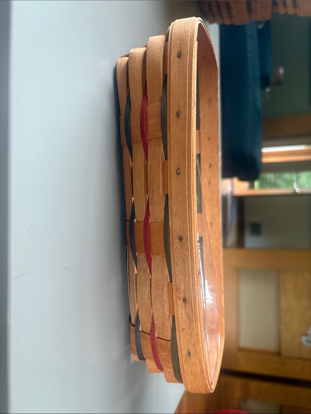 Longaberger Oval Woven Wall Baskets with Red and Black Accents, All 4 baskets!